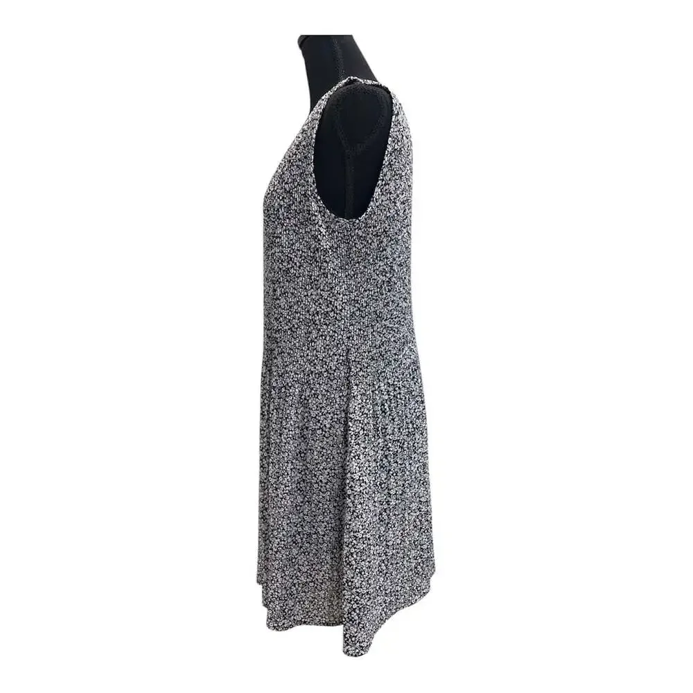 Michael Kors Navy And White Floral Drop Waist Dress Size L
